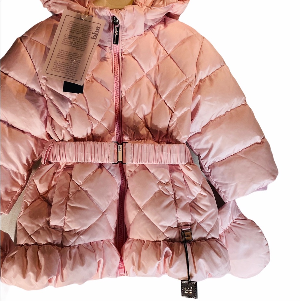 ADD DOWN*Light Pink Hooded w/Mitts Coat*9 Mo. $425 - Picture 4 of 10